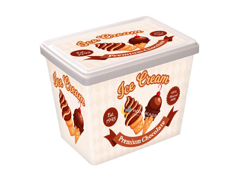 2L Retangular IML De Plástico Ice Cream Container Como Altura De Altura