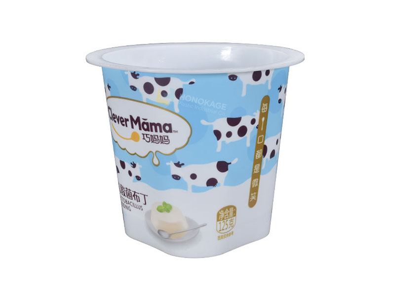 125g de Plástico IML Copo de Iogurte Como Quadrado Inferior E Superior Rodada